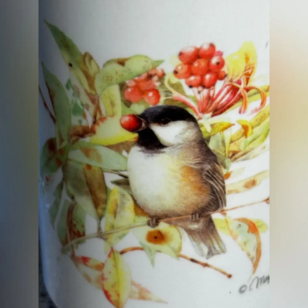 Marjolein Bastin Hallmark Sketchbook Chickadee Bird Coffee Mug 2004 Thailand